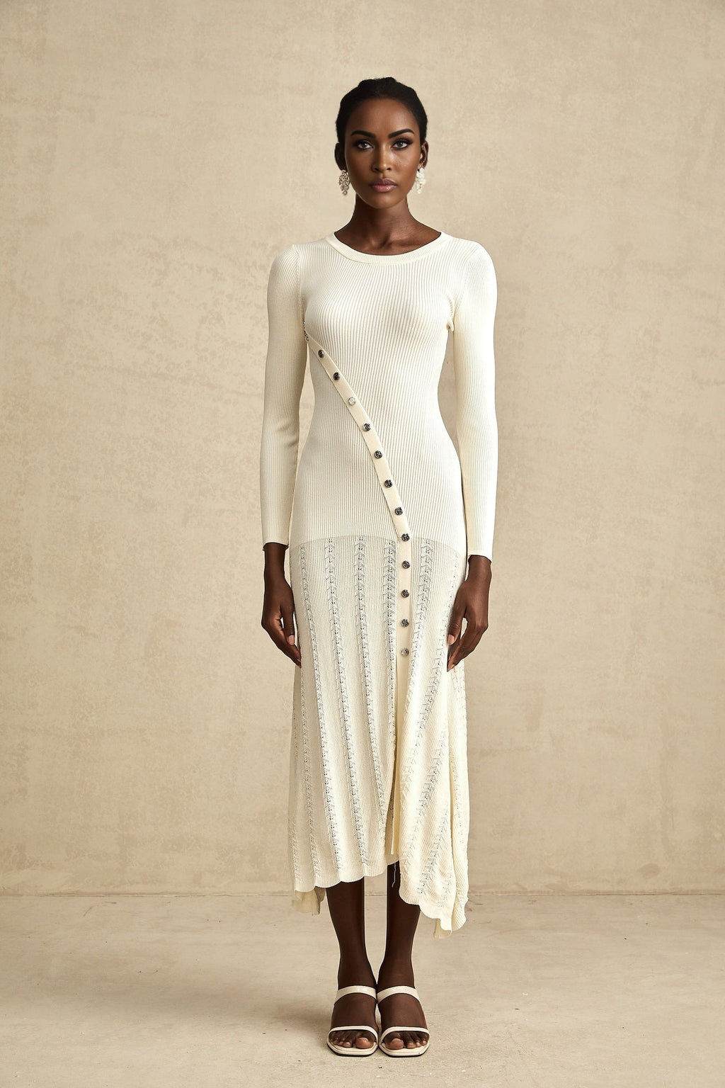 Valentina Round Neck Long Sleeve Midi Dress