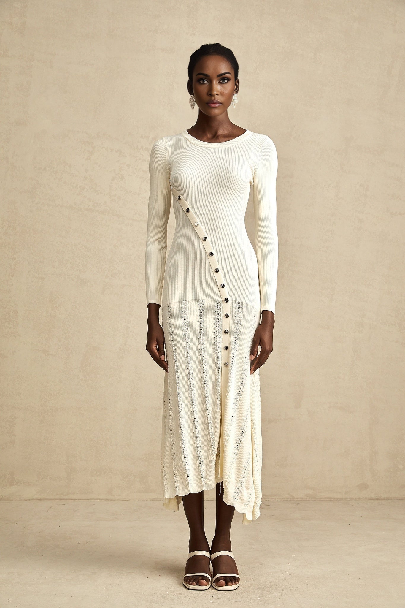 Valentina Round Neck Long Sleeve Midi Dress