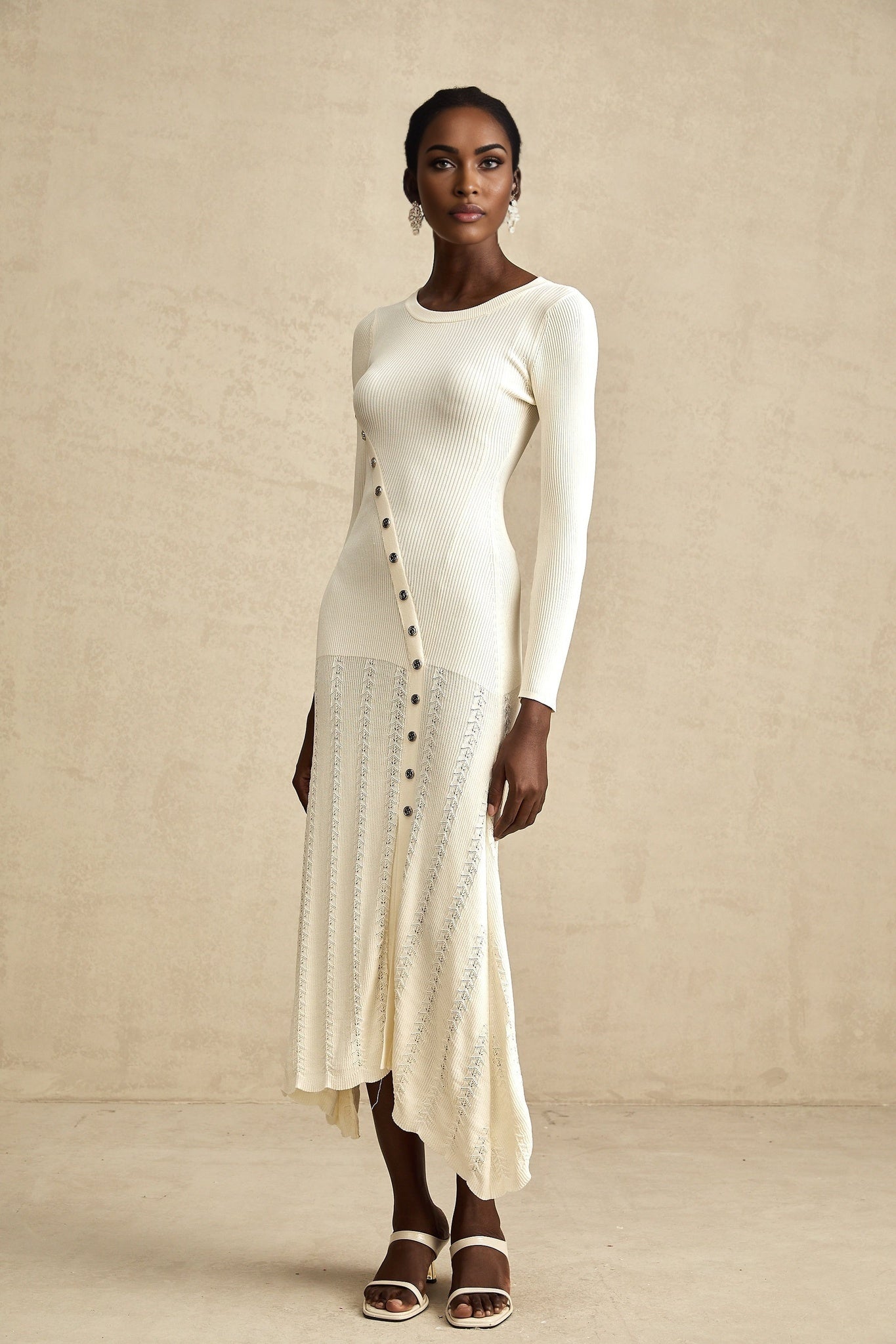 Valentina Round Neck Long Sleeve Midi Dress