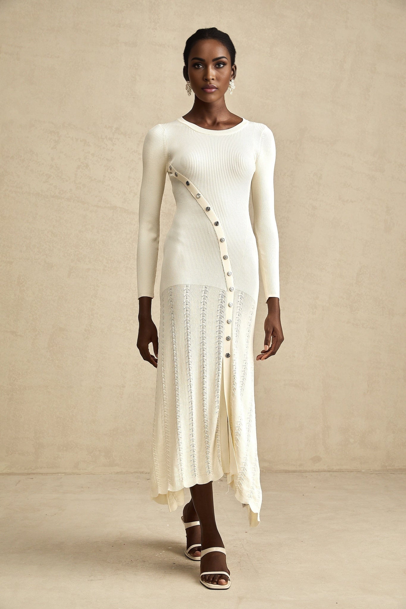 Valentina Round Neck Long Sleeve Midi Dress