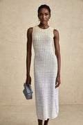 Valentina Sleeveless Round Neck Contrast Colors Midi Dress