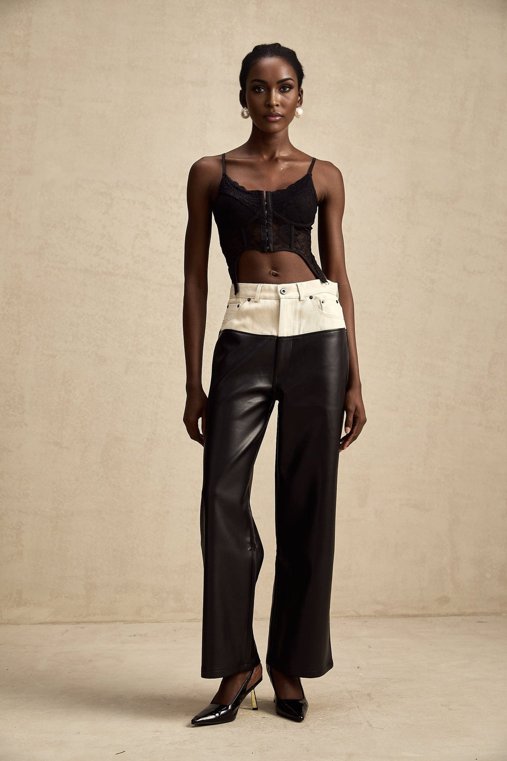 Valentina Trousers Black Contrast - Color Chic Wide Leg