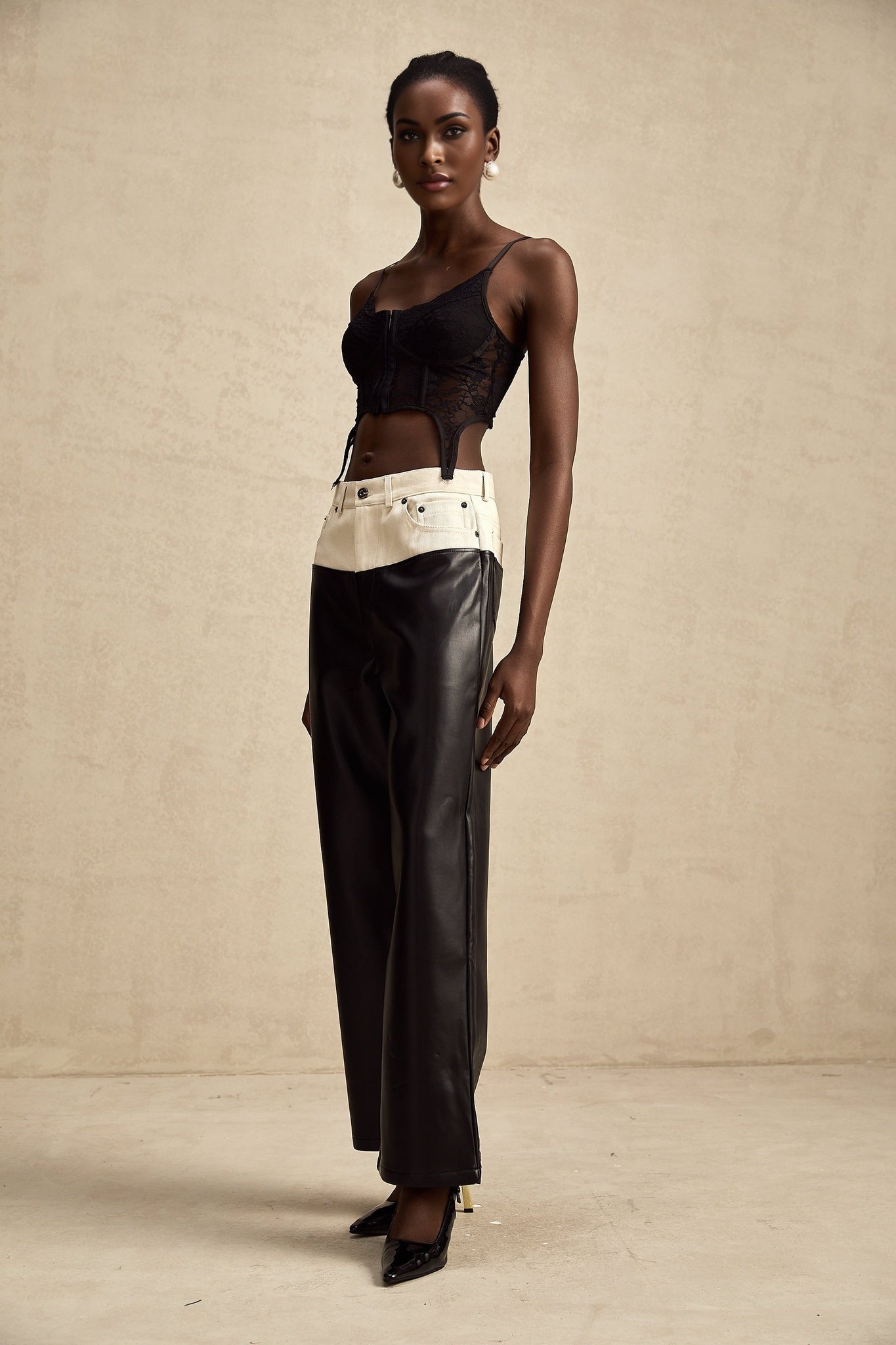 Valentina Trousers Black Contrast - Color Chic Wide Leg