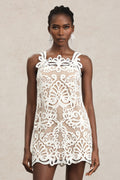 Valentina White Lace Halter Mini Dress