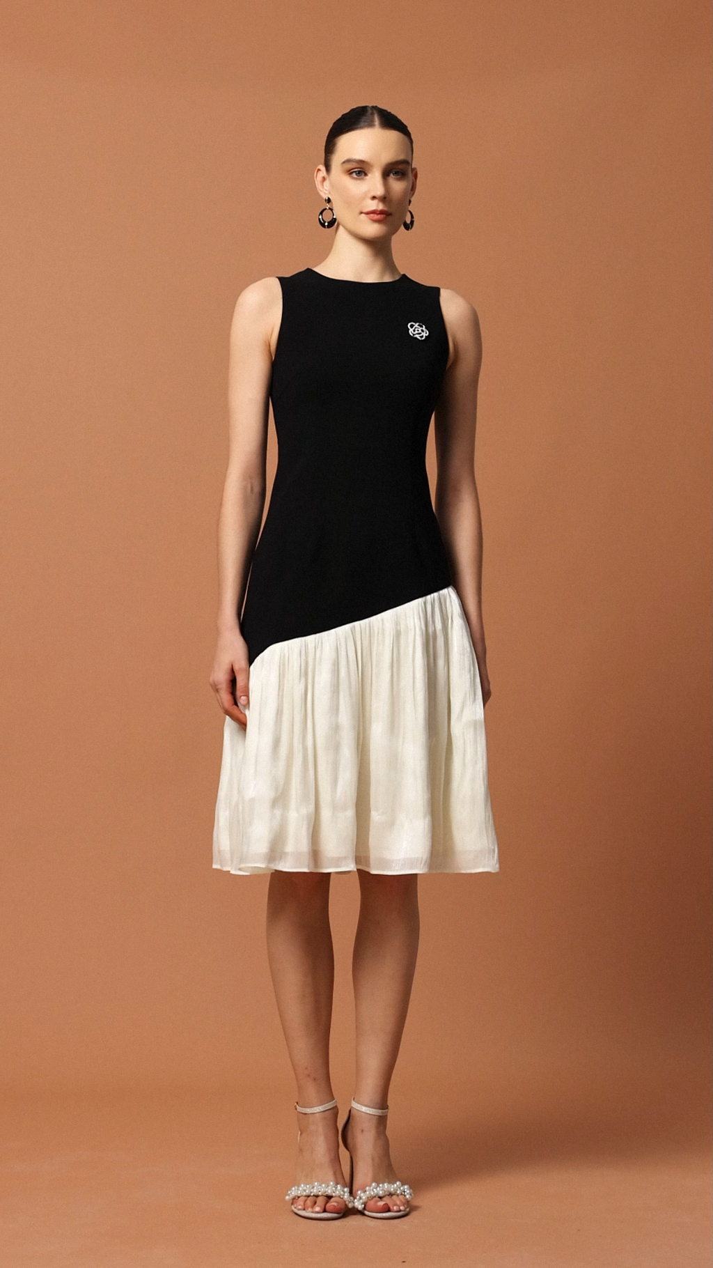 Valeria Black Floral Embellished Asymmetric Dress