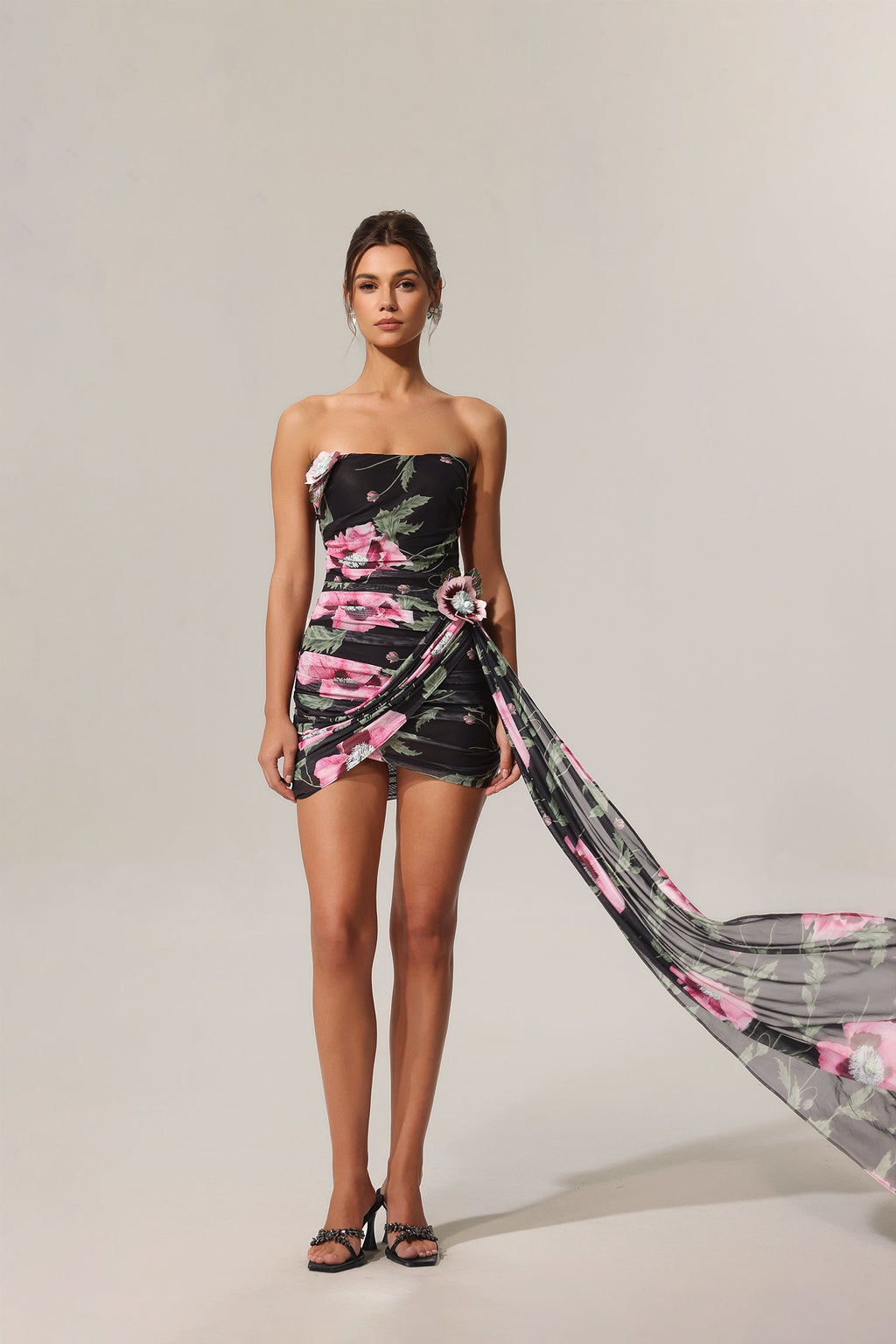 Valeria Black Floral Mini Dress