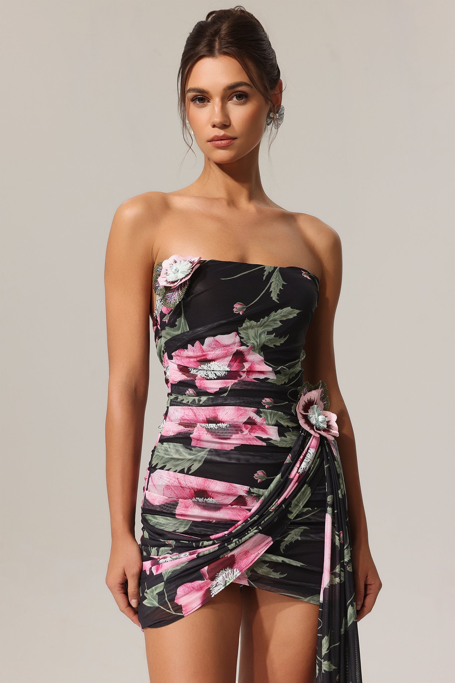 Valeria Black Floral Mini Dress