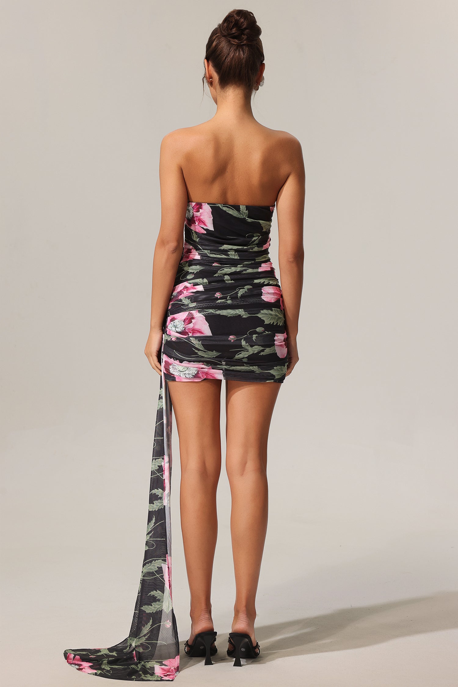 Valeria Black Floral Print Mini Dress