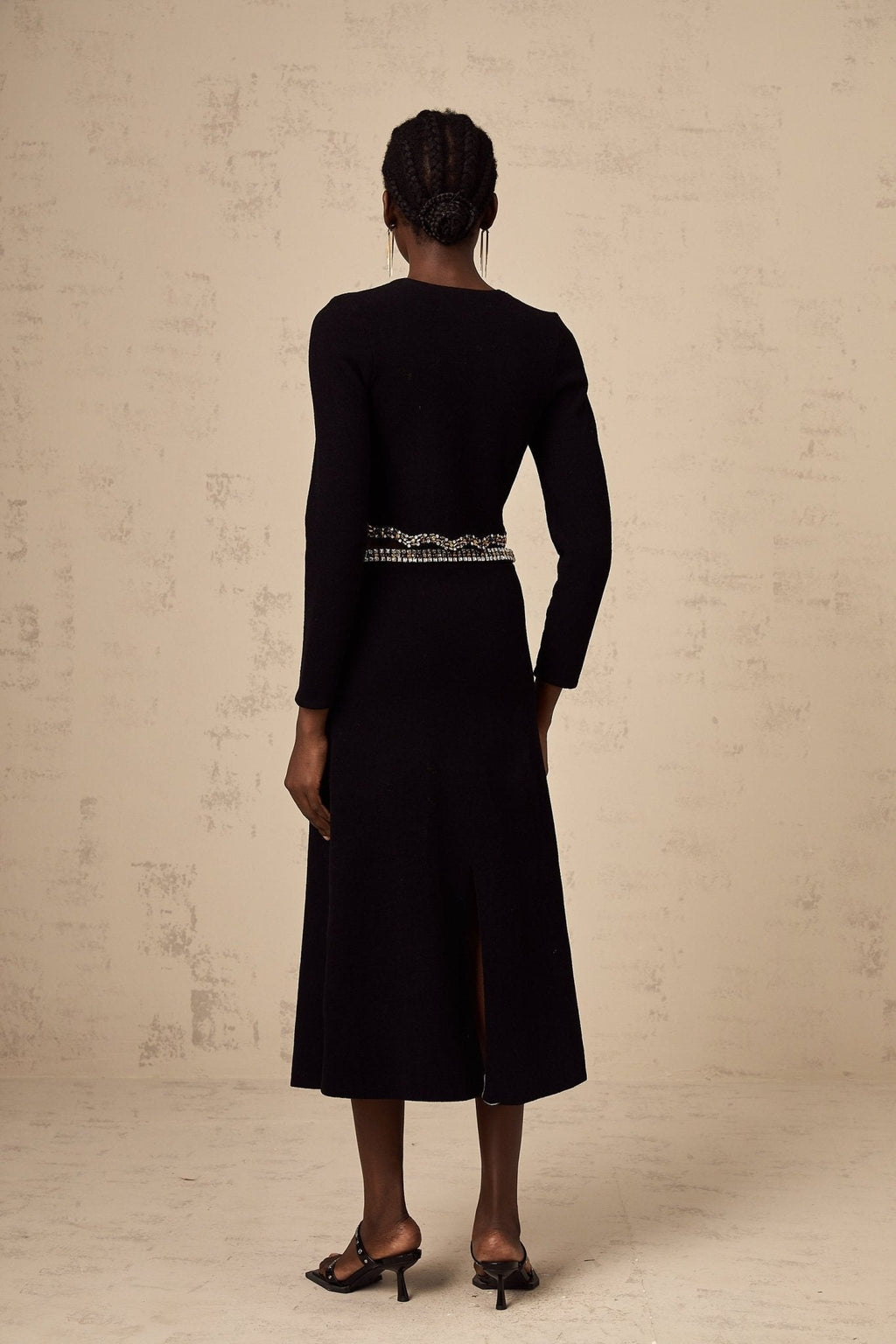 Valeria Cardigan & Skirt Black Crystal Embellished Matching Set