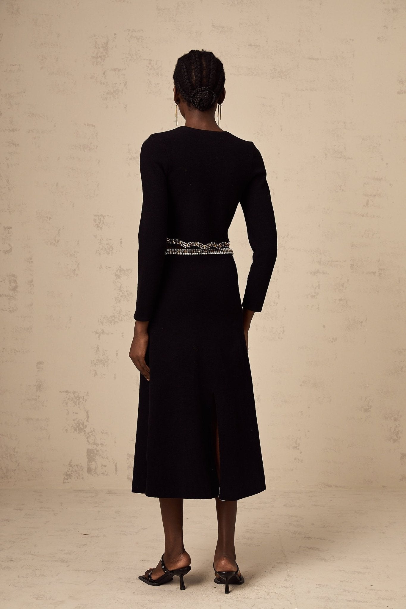 Valeria Cardigan & Skirt Black Crystal Embellished Matching Set