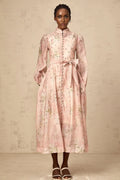 Valeria Midi Dress Floral Crystal Embellished Pink