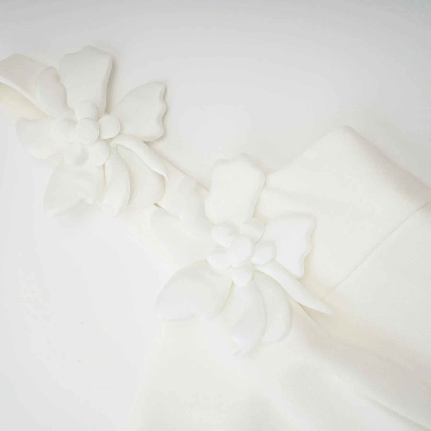 Valeria Midi Dress White Faux - Flower Square - Neck