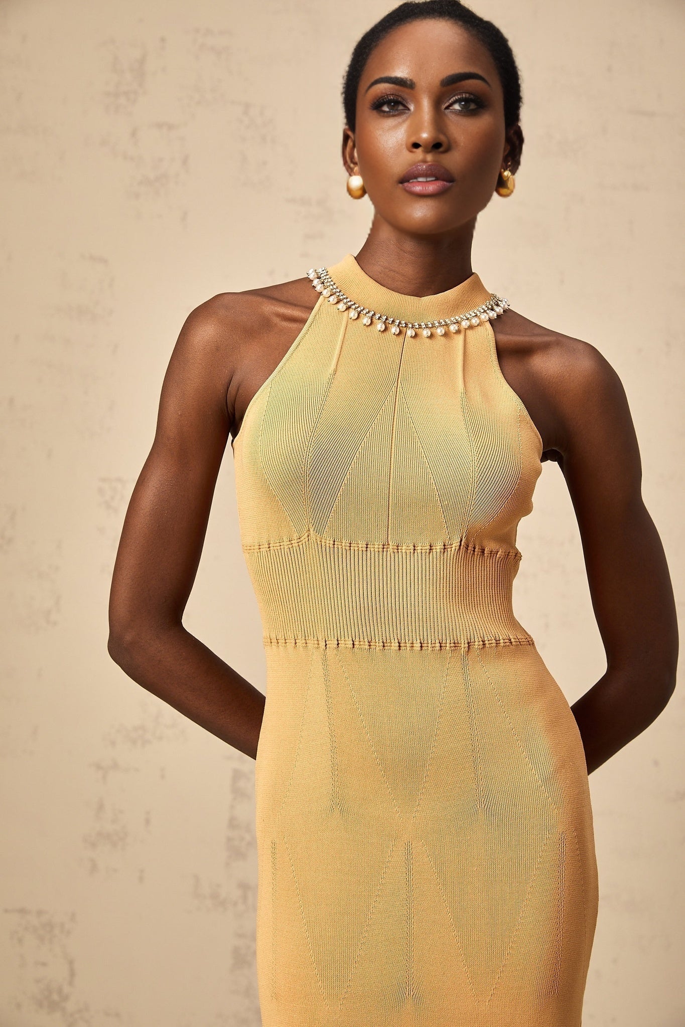 Valeria Sleeveless Midi Dress with Cinched Waist