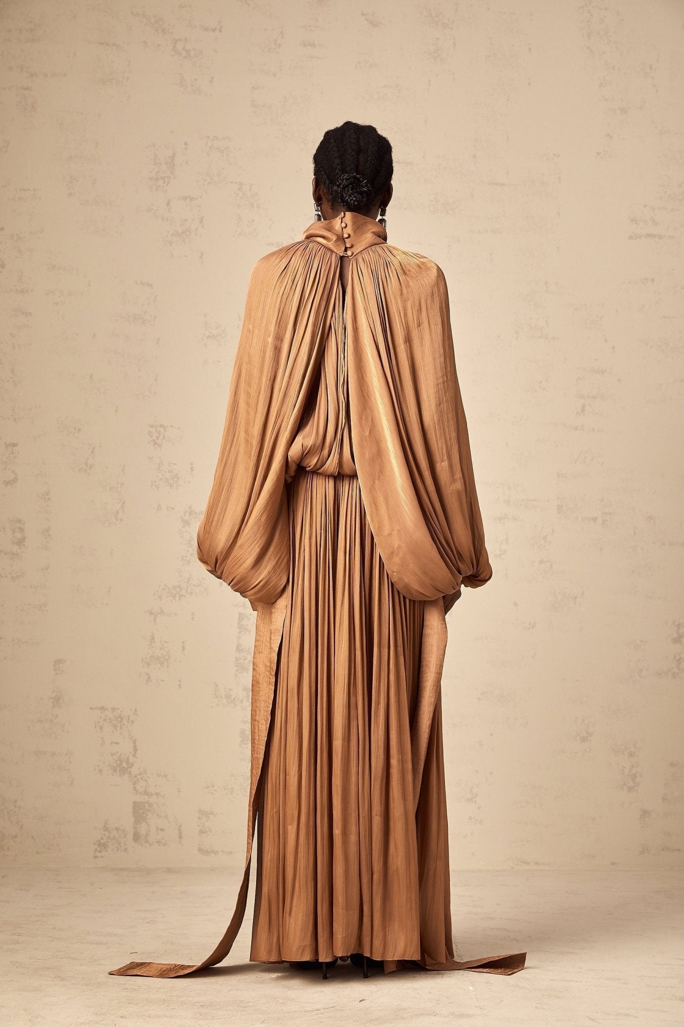 Valeriana Maxi Dress - Stylish Ribbon Tie - Neck - Dolman Sleeves