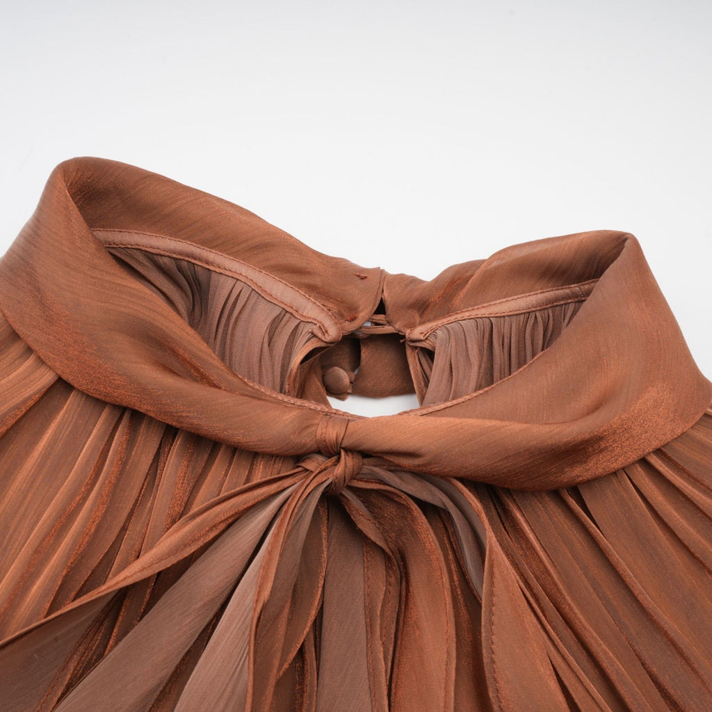Valeriana Maxi Dress - Stylish Ribbon Tie - Neck - Dolman Sleeves