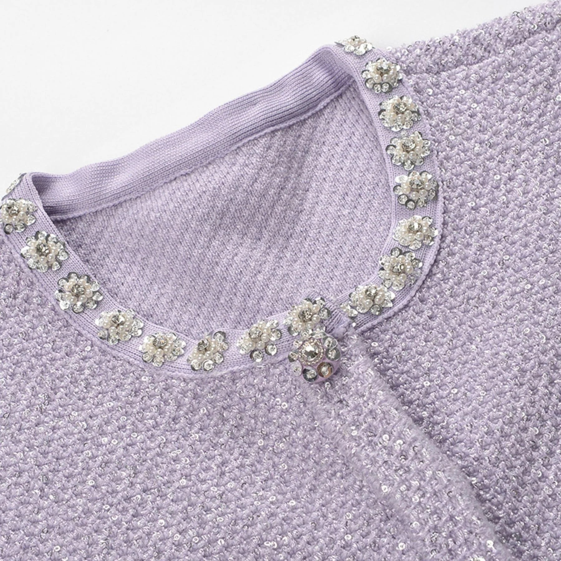 Valeriana Mini Dress Purple Sequin Crystal Embellished Pocketed