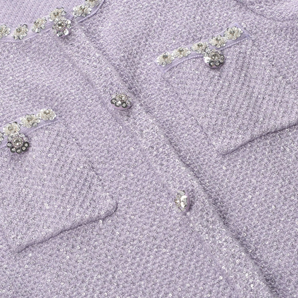 Valeriana Mini Dress Purple Sequin Crystal Embellished Pocketed