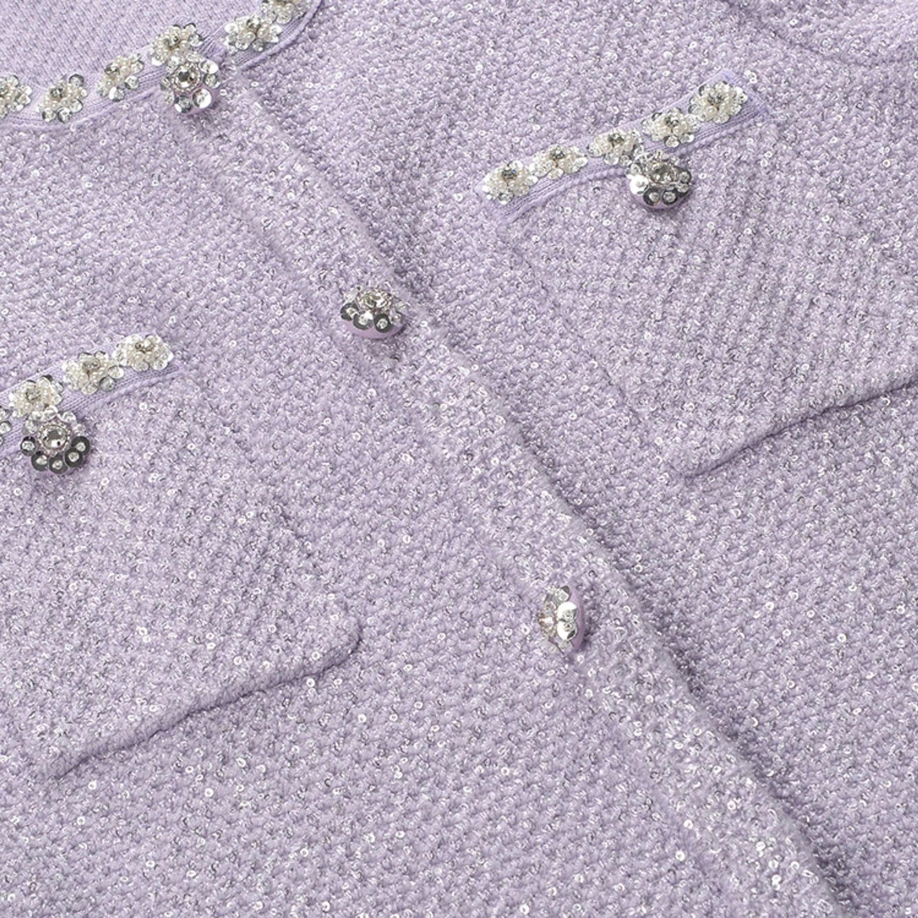 Valeriana Mini Dress Purple Sequin Crystal Embellished Pocketed