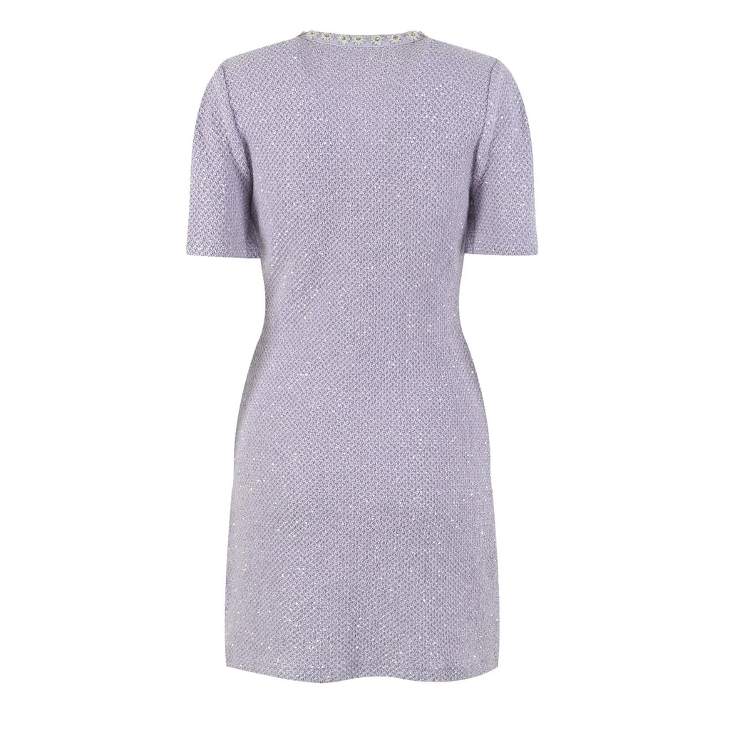 Valeriana Mini Dress Purple Sequin Crystal Embellished Pocketed