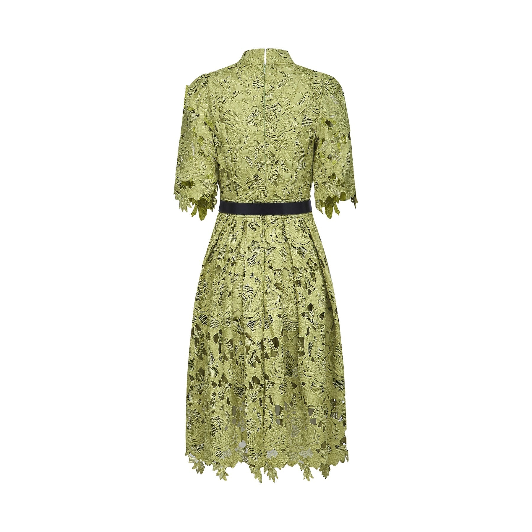 Valérie Green Embroidered A - Line Mini Dress With Cutout Details