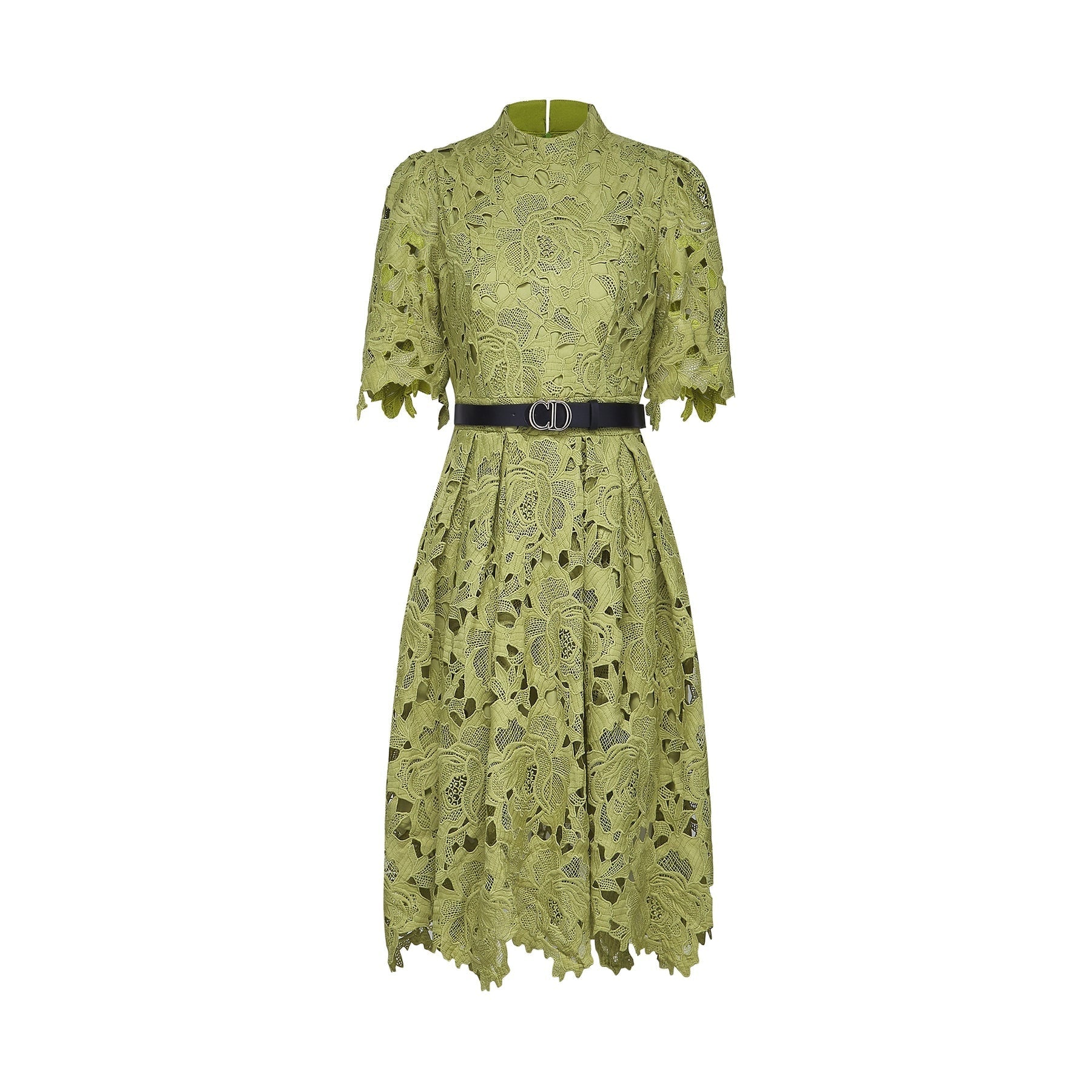 Valérie Green Embroidered A - Line Mini Dress With Cutout Details