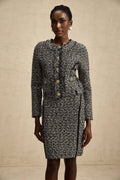 Vanessa Jacket & Skirt Silver Striped Lurex Set