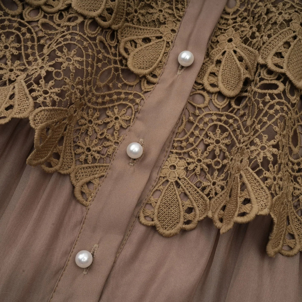 Vanessa Mini Dress Olive Green Lace Detail Flare & Layered