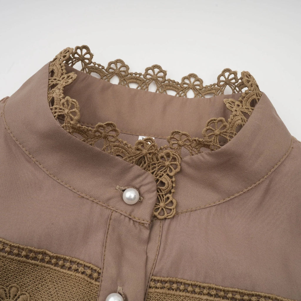 Vanessa Mini Dress Olive Green Lace Detail Flare & Layered