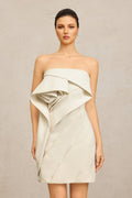Vera Beige Ruffle Mini Dress for Women