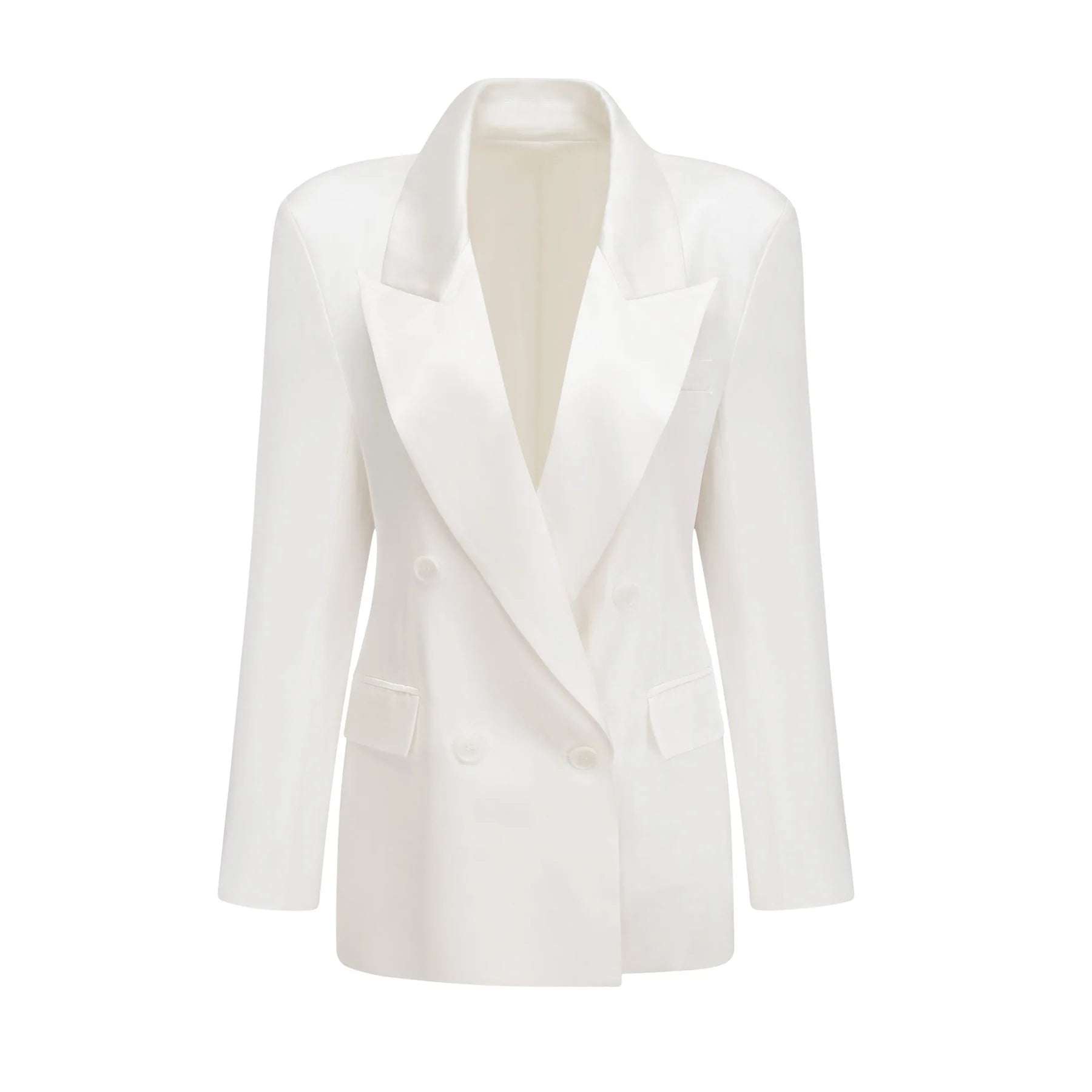 Vera Blazer White Double Breasted Shoulder Pads