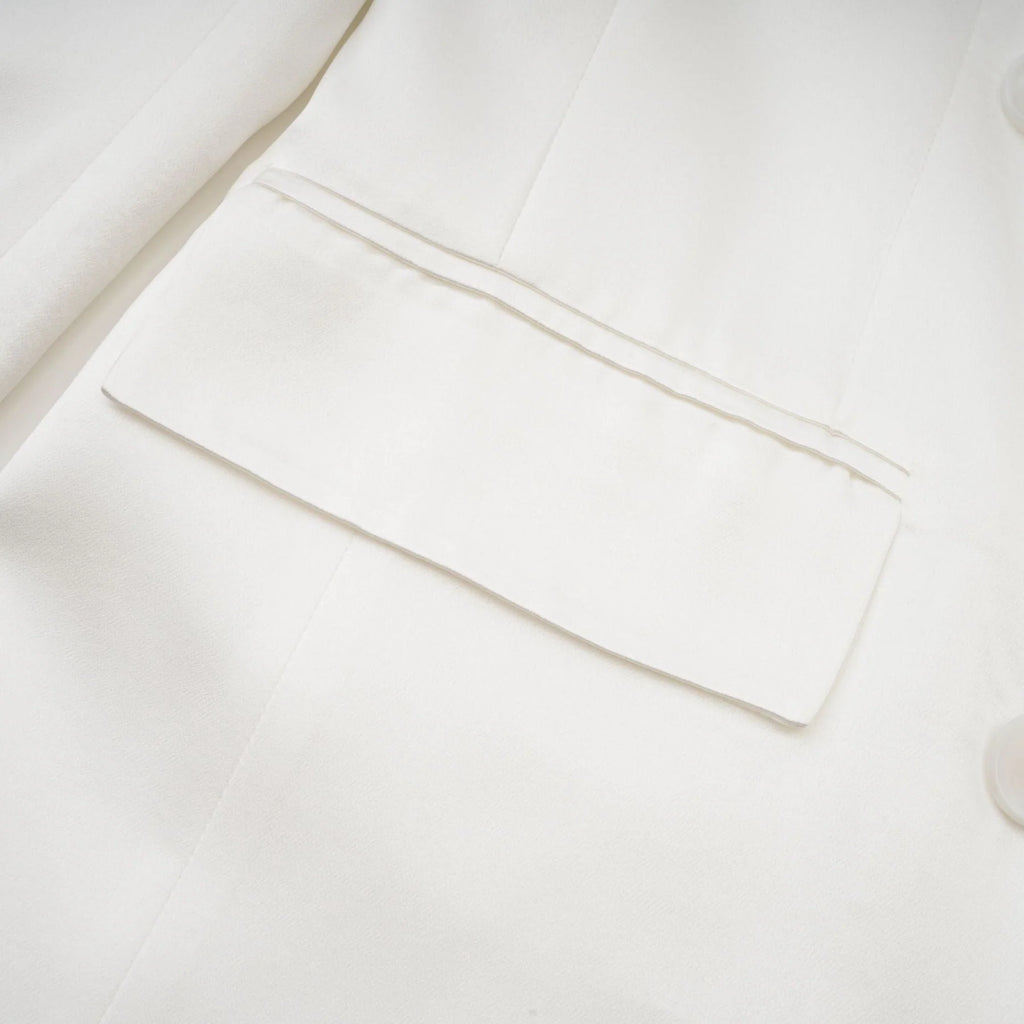Vera Blazer White Double Breasted Shoulder Pads