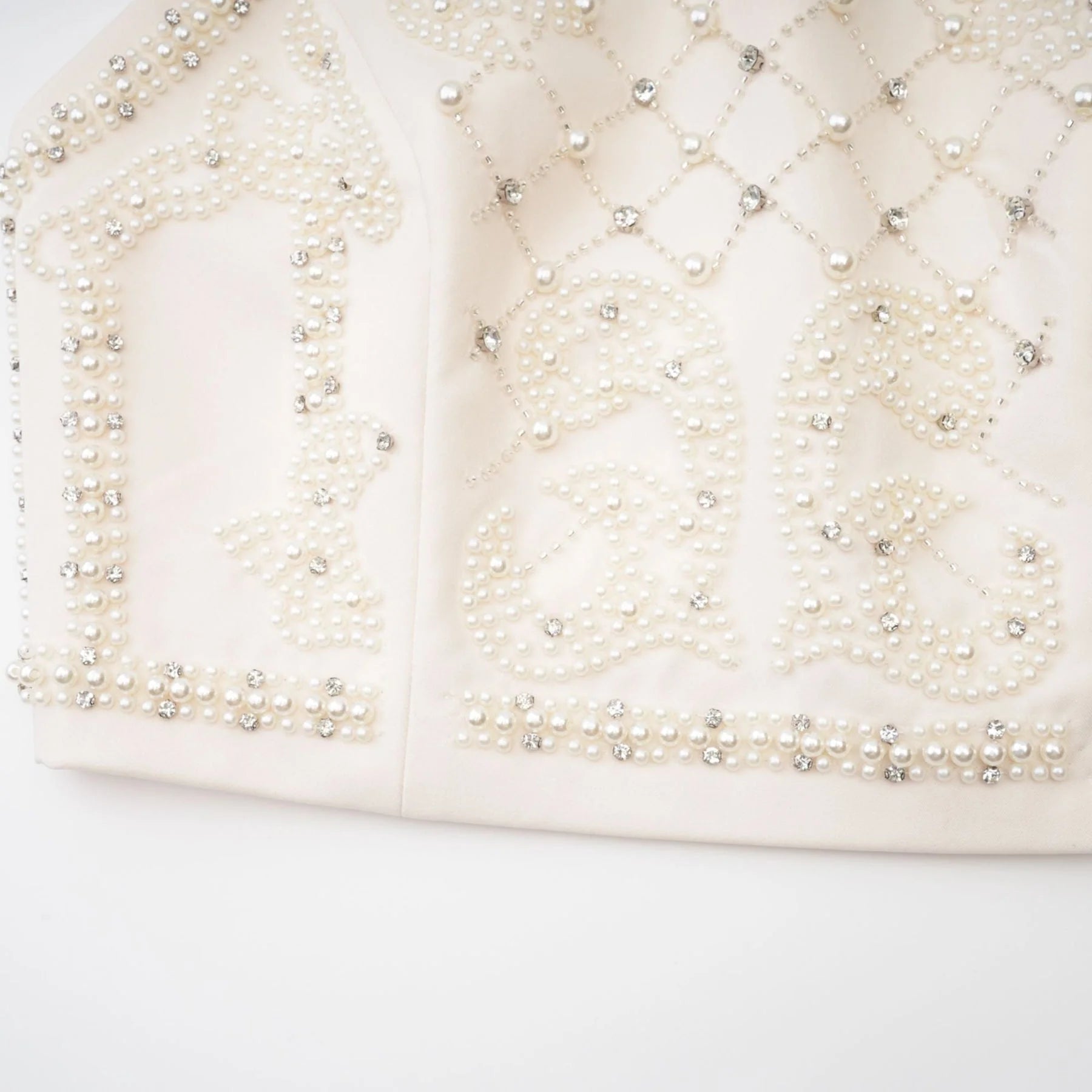 Vera Halterneck Skirt & Top Set Crystal Faux - Pearl Embellishment