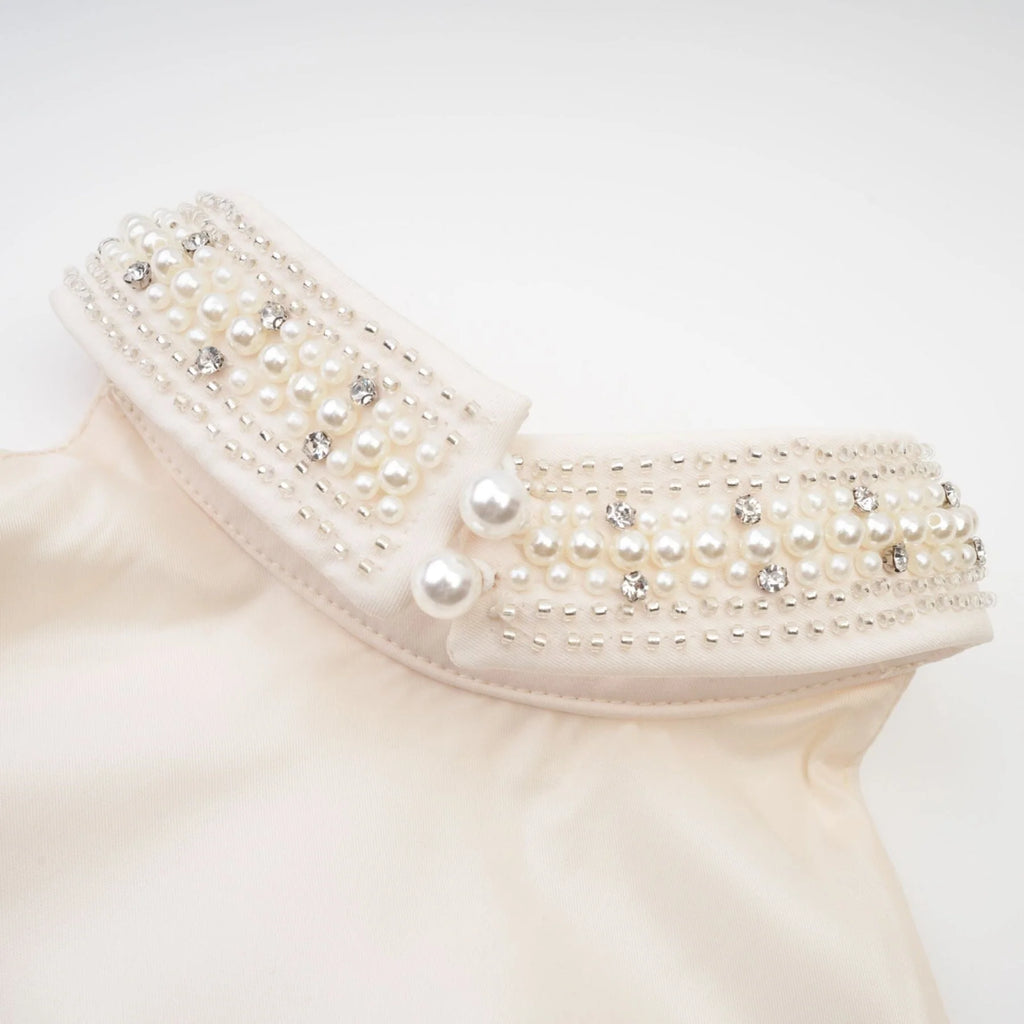 Vera Halterneck Skirt & Top Set Crystal Faux - Pearl Embellishment
