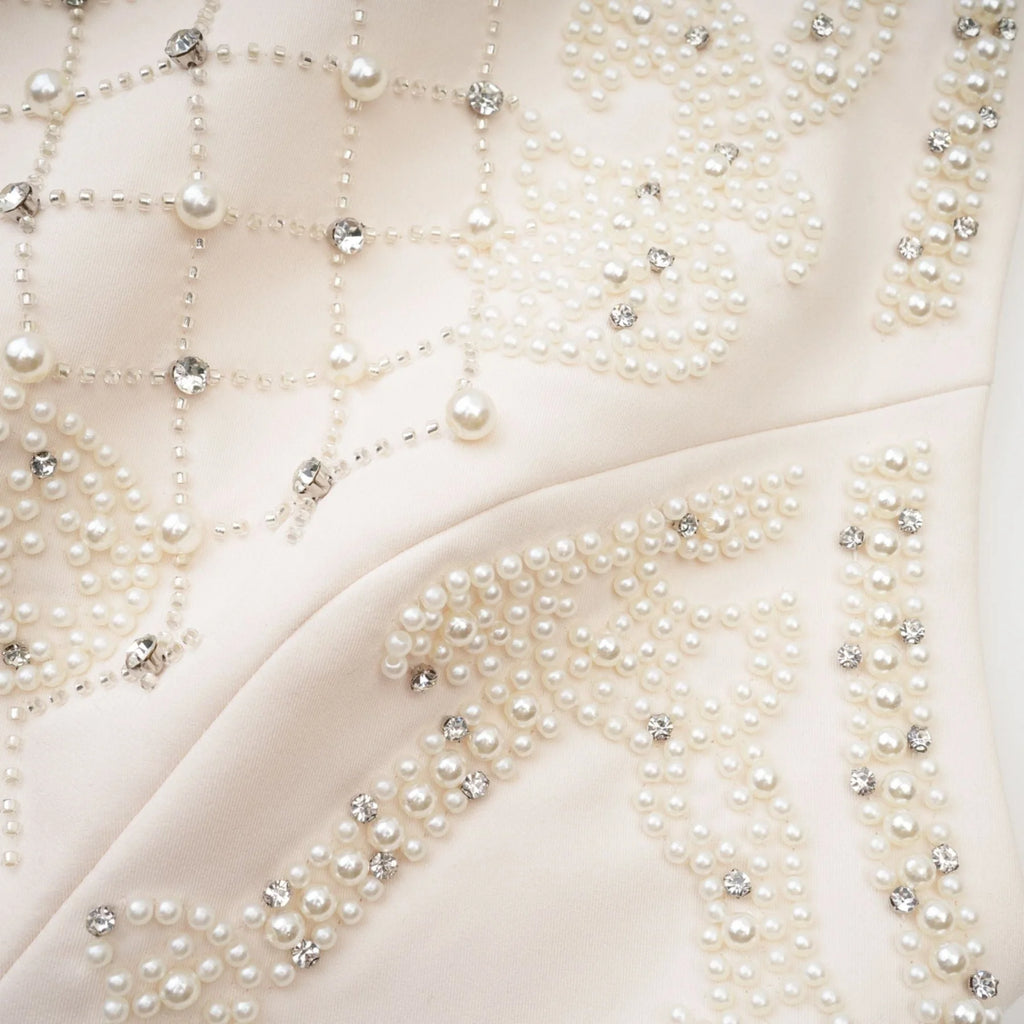 Vera Halterneck Skirt & Top Set Crystal Faux - Pearl Embellishment