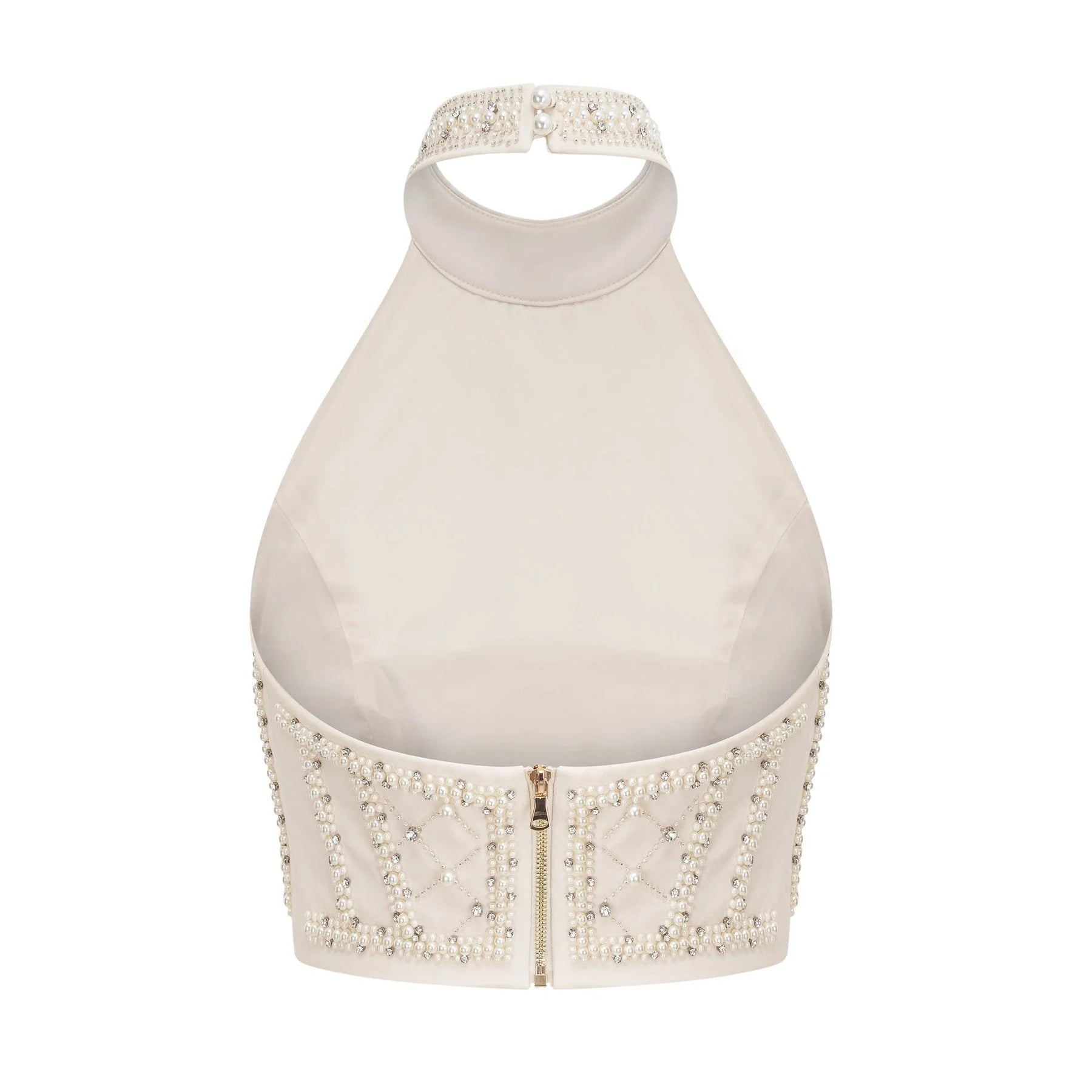 Vera Halterneck Skirt & Top Set Crystal Faux - Pearl Embellishment