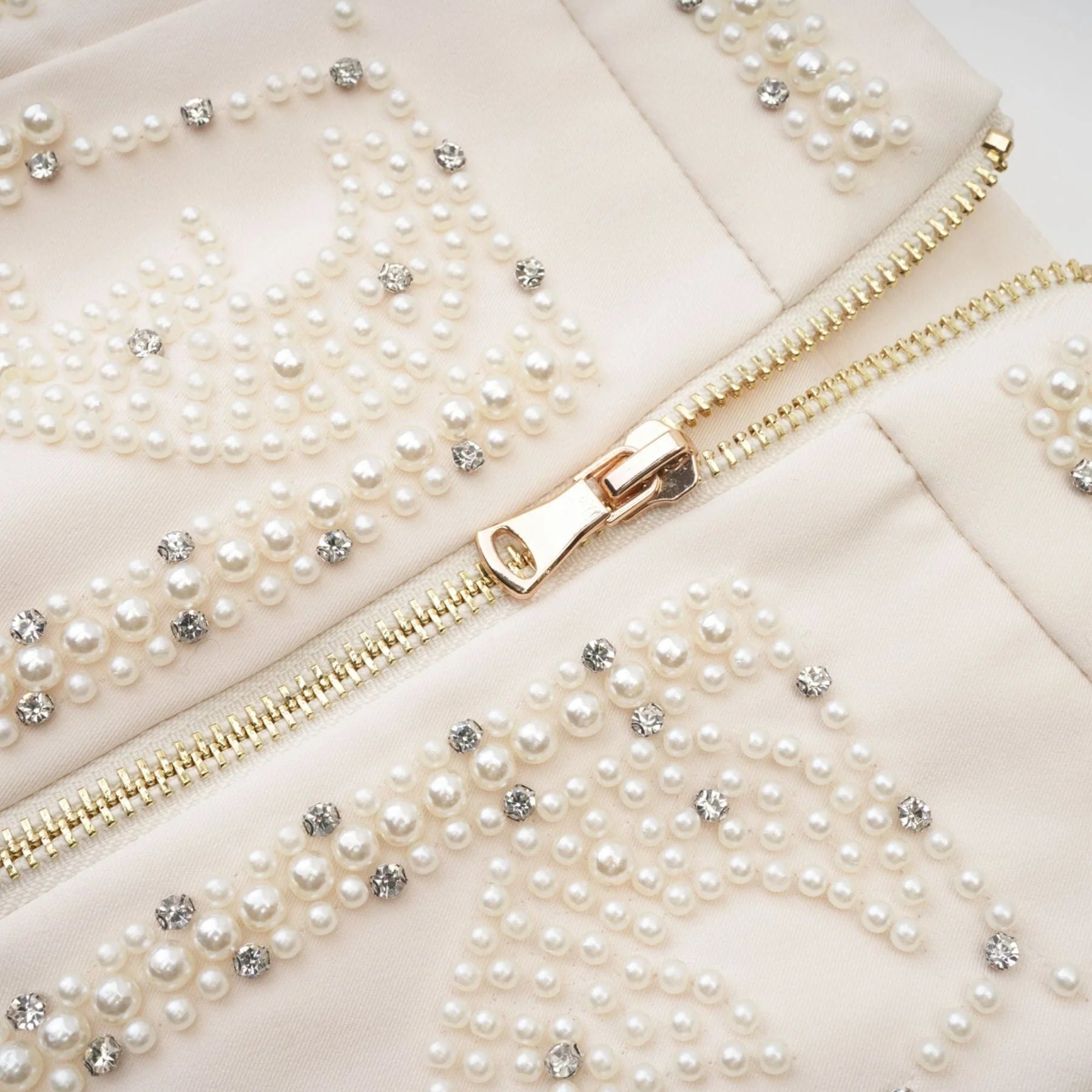 Vera Halterneck Skirt & Top Set Crystal Faux - Pearl Embellishment