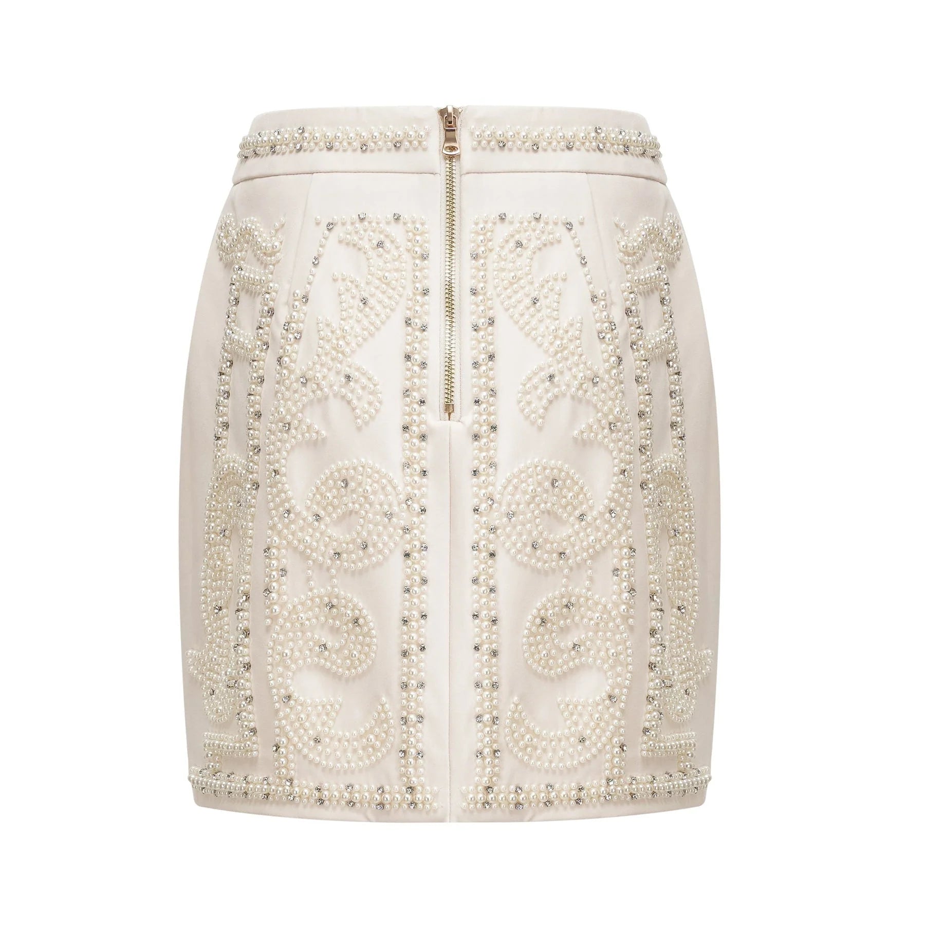 Vera Halterneck Skirt & Top Set Crystal Faux - Pearl Embellishment