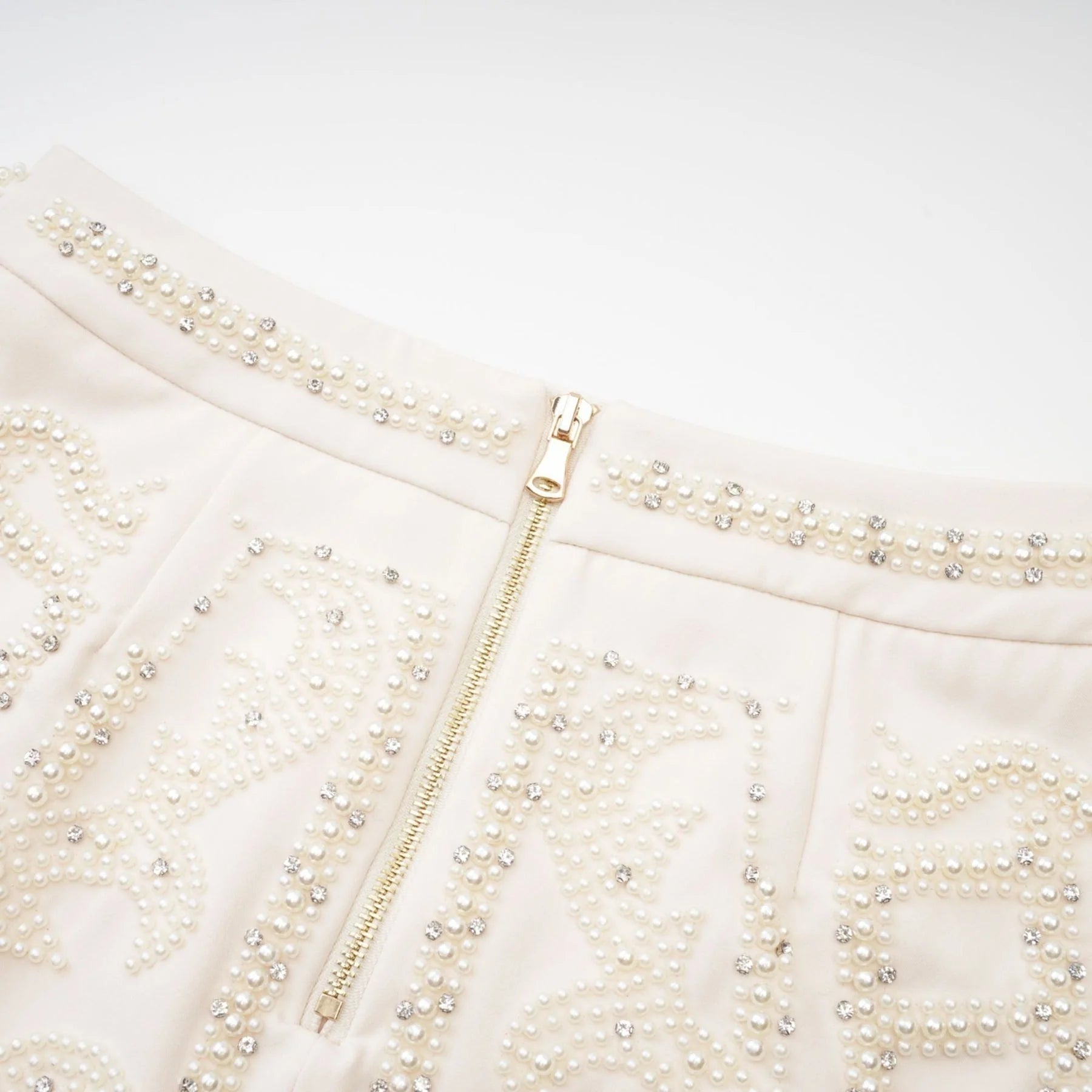 Vera Halterneck Skirt & Top Set Crystal Faux - Pearl Embellishment