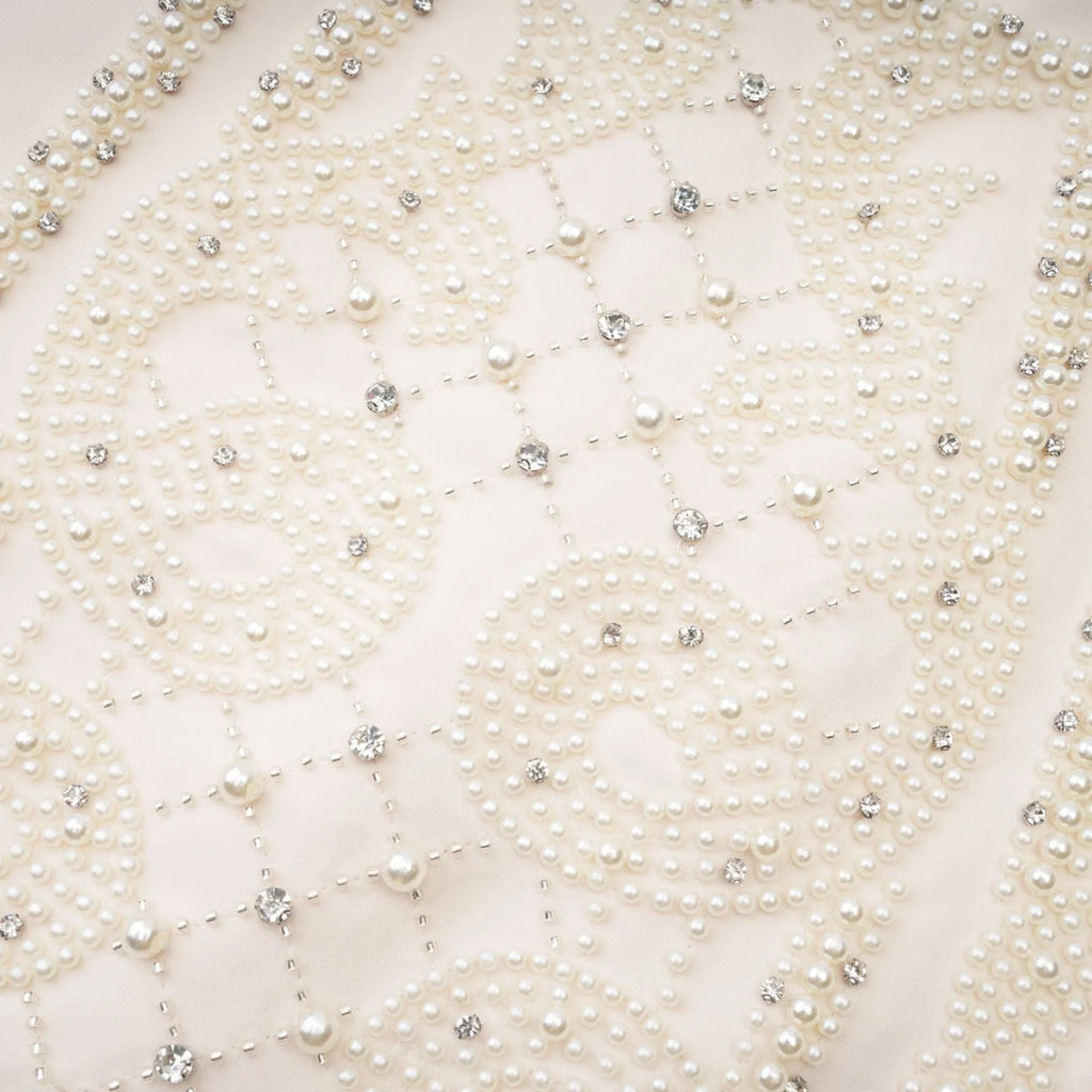 Vera Halterneck Skirt & Top Set Crystal Faux - Pearl Embellishment