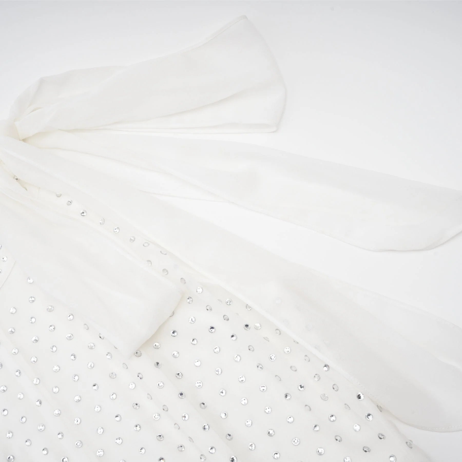 Vera Midi Dress White Crystal Bow Sleeveless Double Layer