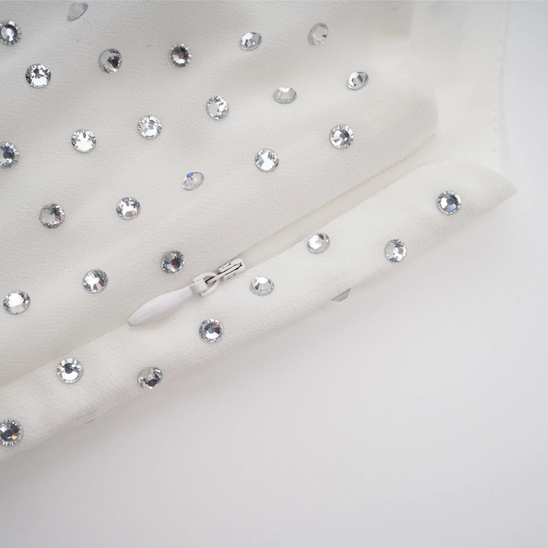 Vera Midi Dress White Crystal Bow Sleeveless Double Layer