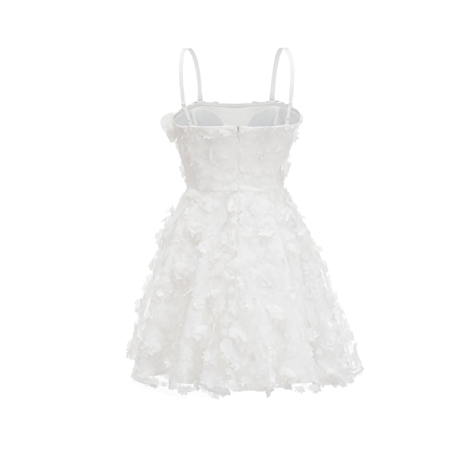 Vera Mini Dress White Layered Off the Shoulder Floral Embellished