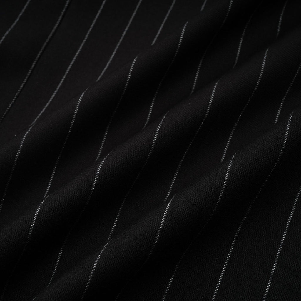 Veronika Blazer Black Striped Open Back & Peak Lapels