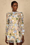 Victoria Mini Dress Blue Floral Appliqu Embroidered Tulle