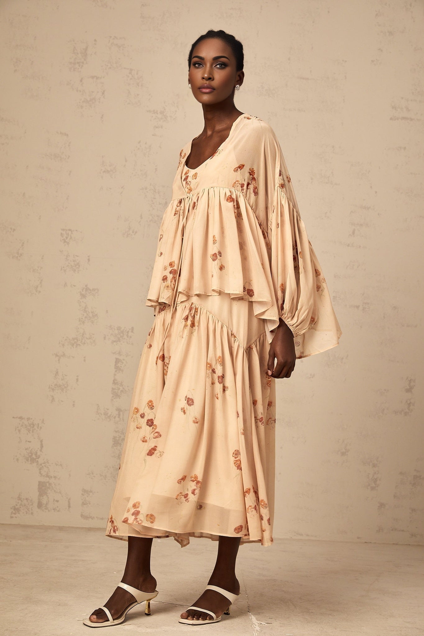 Vincenzina Blouse & Dress Coral Pink Floral Print Set
