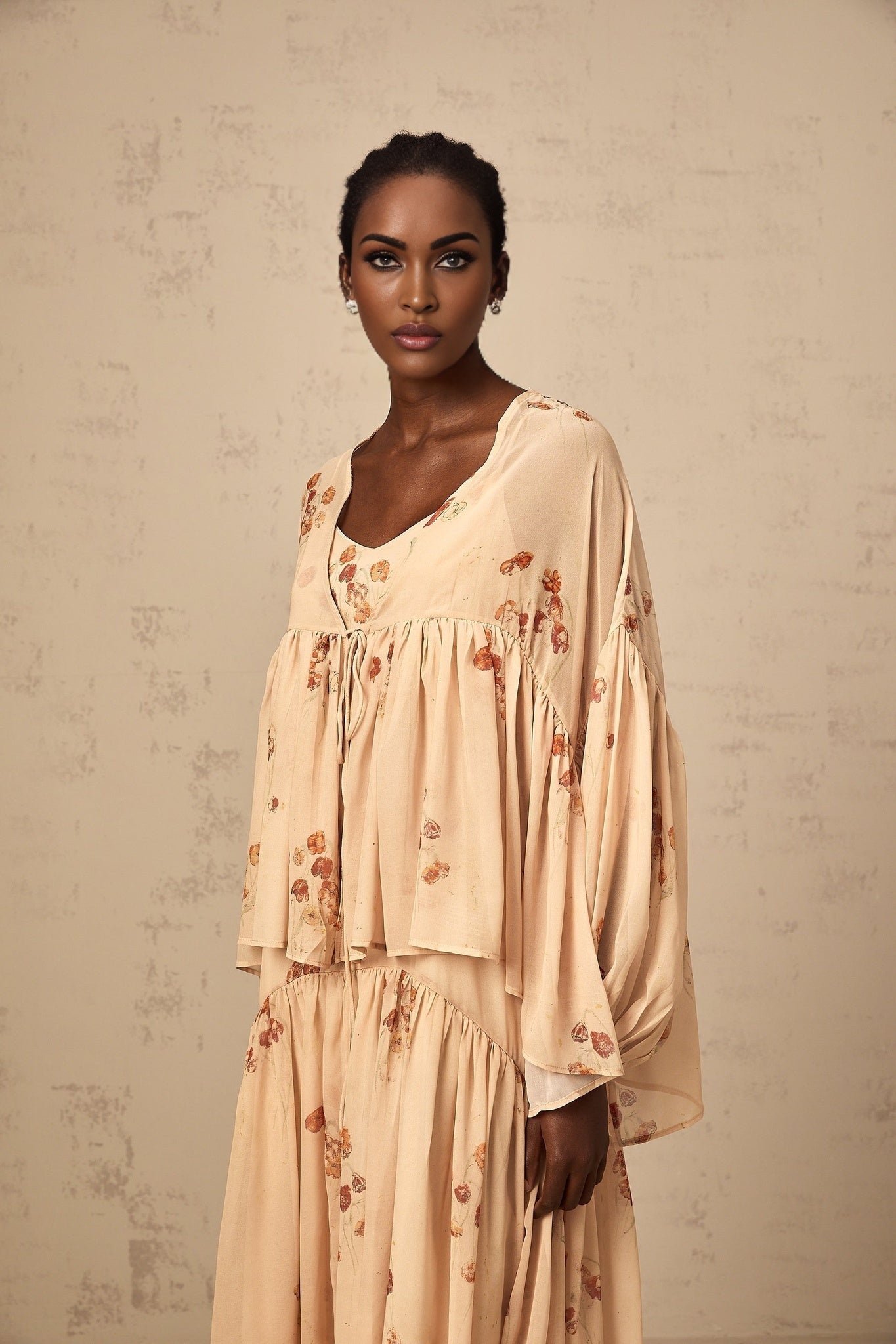 Vincenzina Blouse & Dress Coral Pink Floral Print Set
