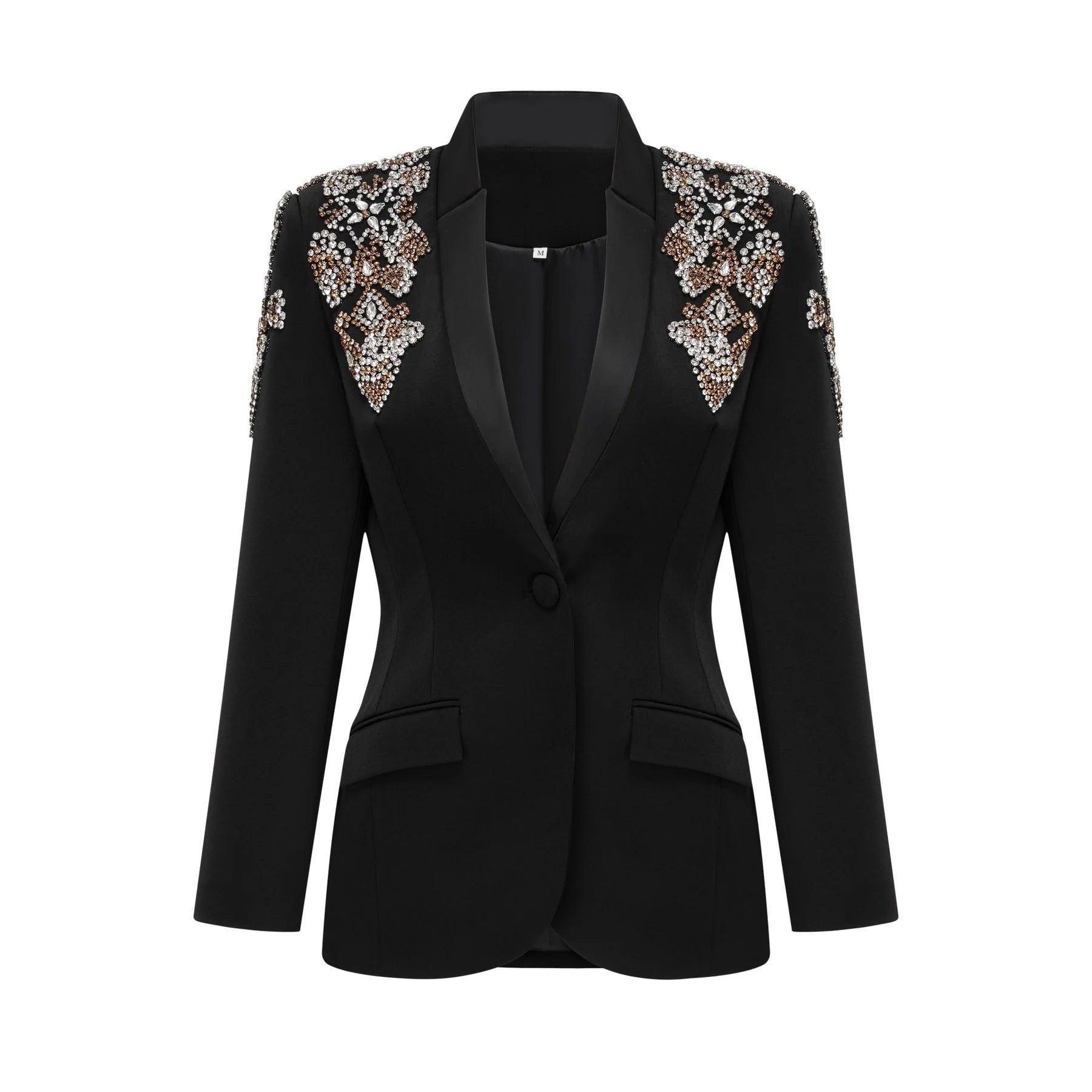 Vincenzina Jacket & Trousers Crystal Embellished Black