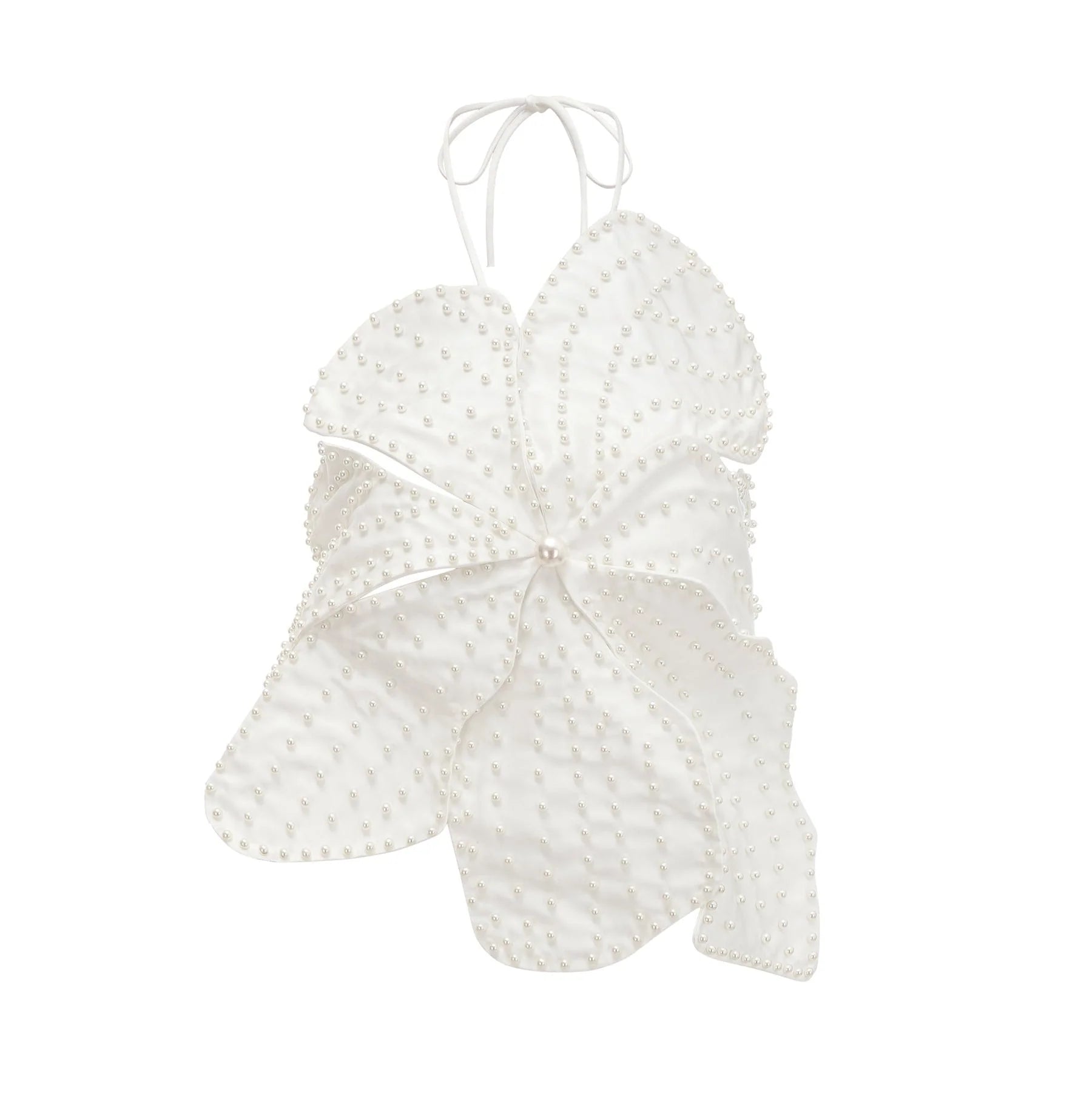 Vincenzina Top Floral Halterneck Pearl Embellished