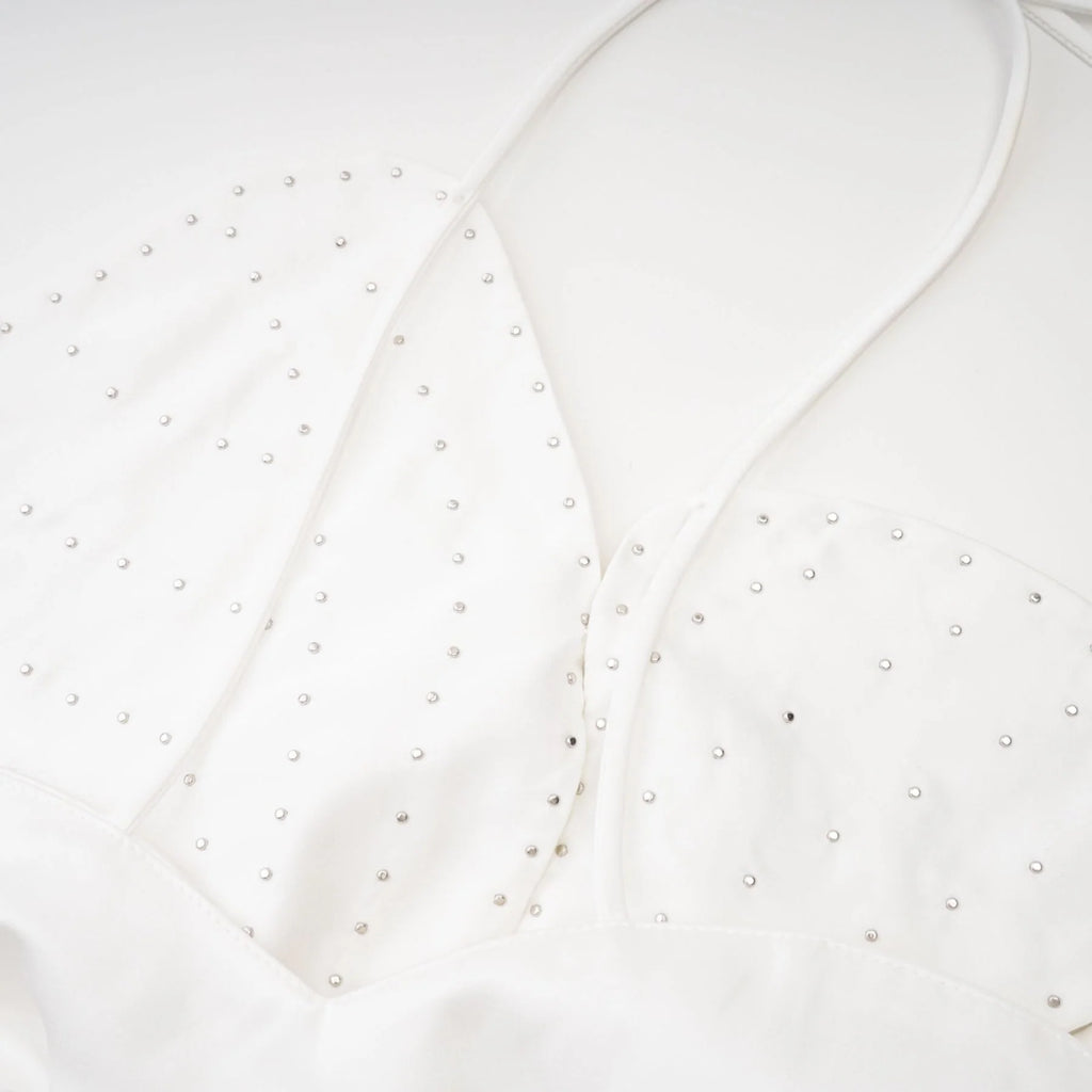 Vincenzina Top Floral Halterneck Pearl Embellished in Black