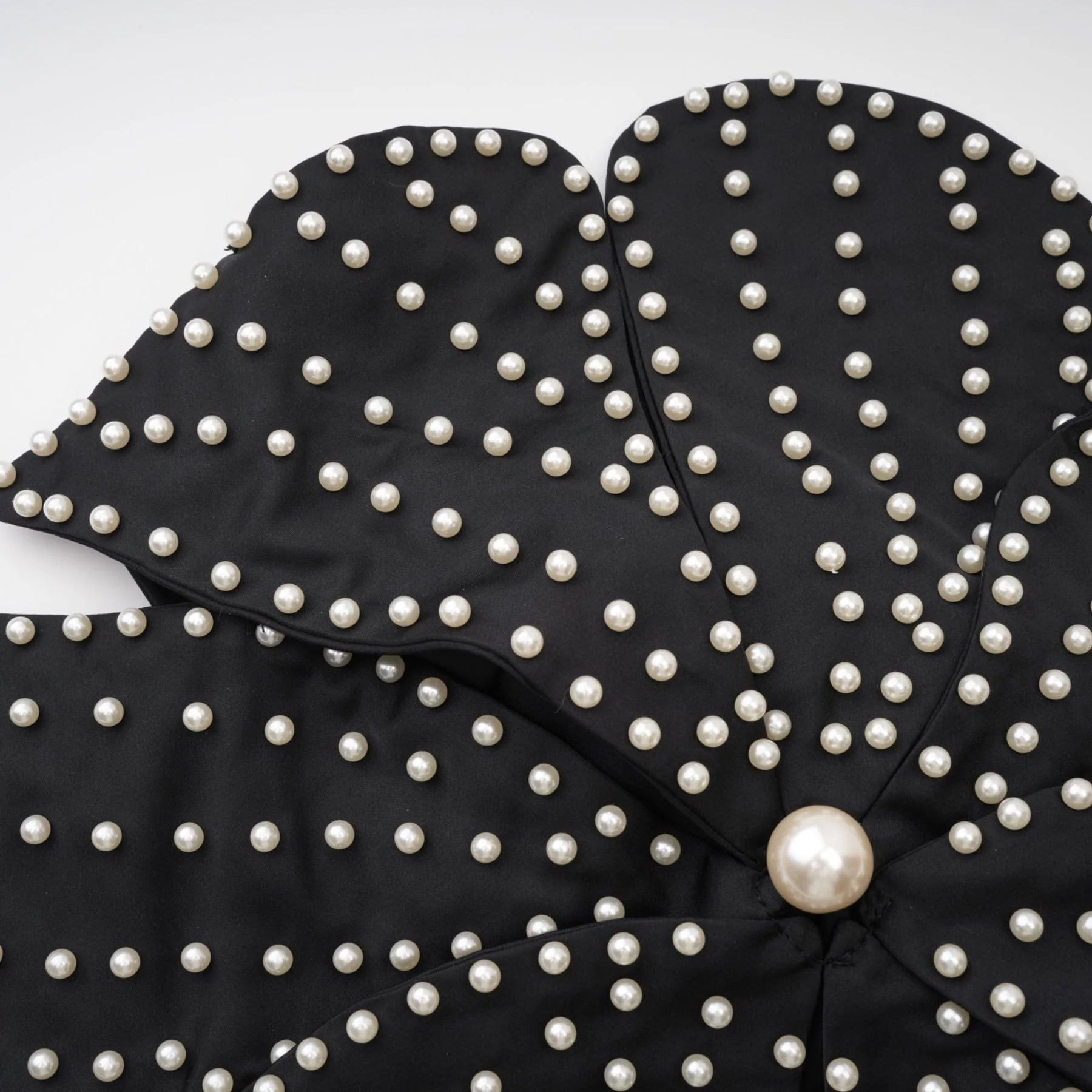 Vincenzina Top Floral Halterneck Pearl Embellished in Black